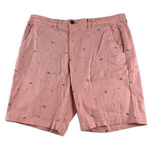 Jachs New York Bleecker Chino Shorts Men's Size 32 Pink Surfer Print Twill